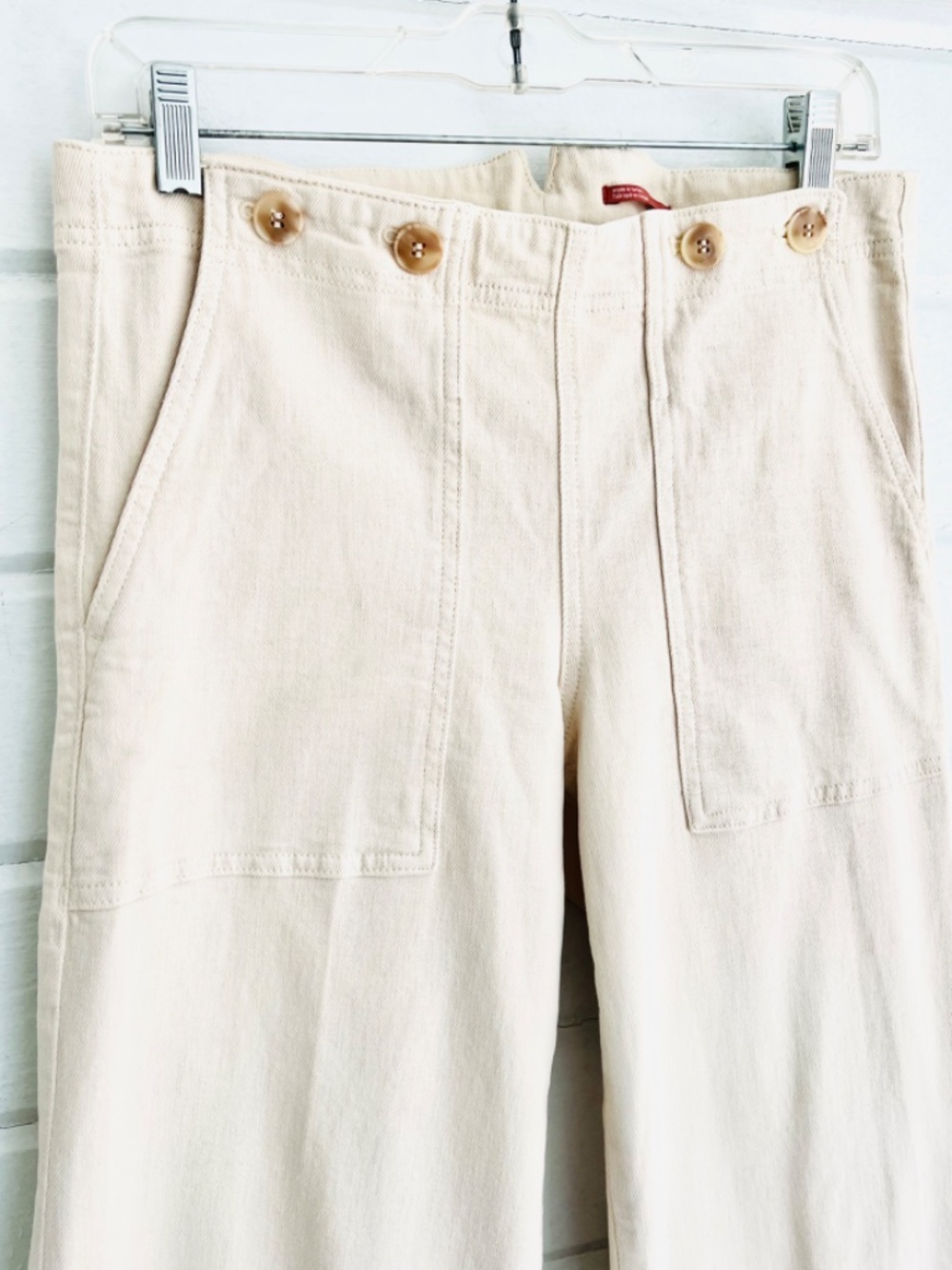 PILCRO The Kit Wide Leg Utility Trousers in Ivory - 27 - Picture 4 of 13